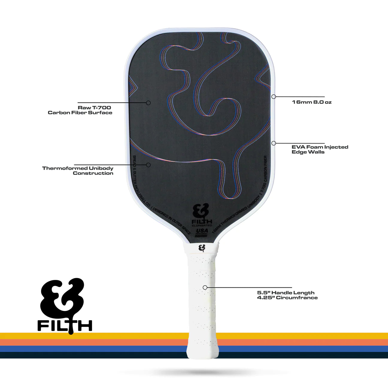 Bread & Butter - Filth 16mm Pickleball Paddle- White on White