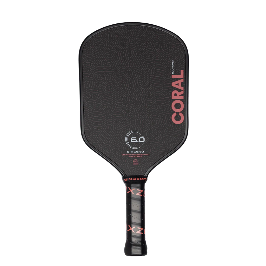 Six Zero Coral 16mm Hybrid Pickleball Paddle - Black