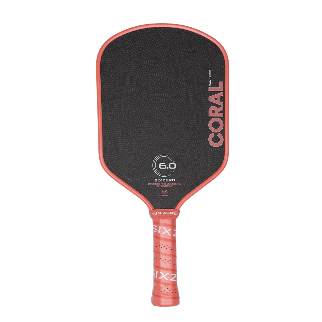 Six Zero Coral 16mm Hybrid Pickleball Paddle - Coral Pink