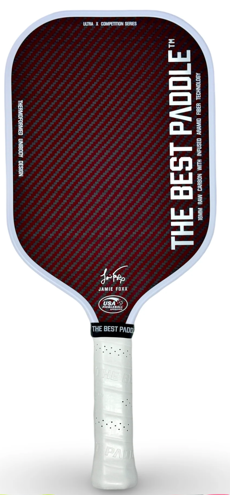 The Best Paddle Ultra X Competition Series Pickleball Paddle (Raw Carbon + Aramid Fiber (white)