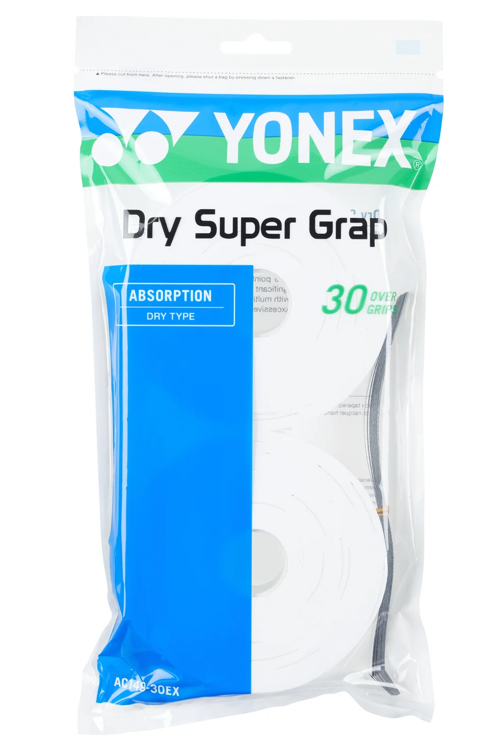 Yonex Dry Super Grap Overgrip 30 Pack White