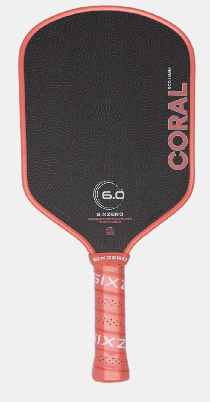 Six Zero Coral Hybrid 16mm Pickleball Paddle - Coral Pink