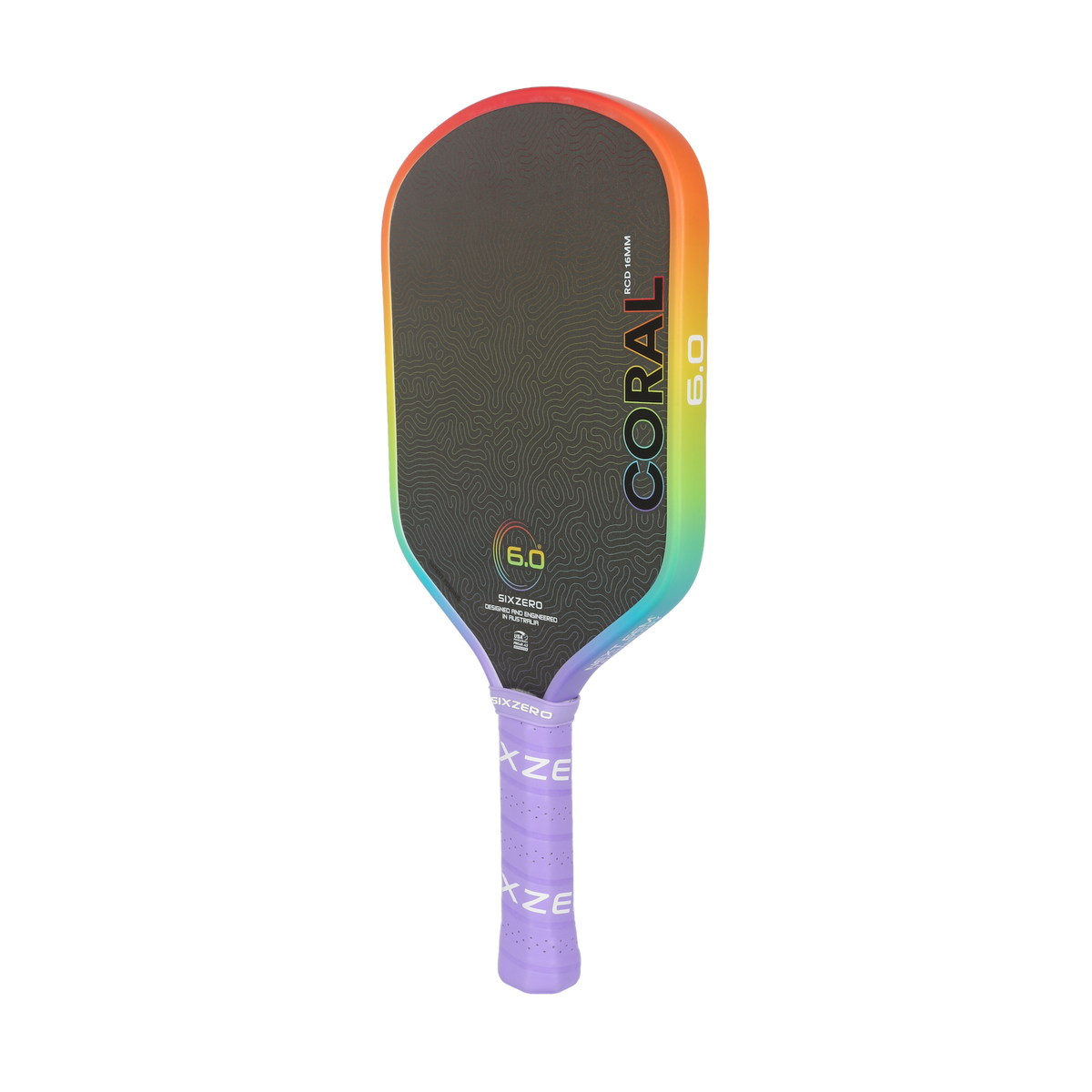 Six Zero Coral Hybrid 16mm Pickleball Paddle - Rainbow