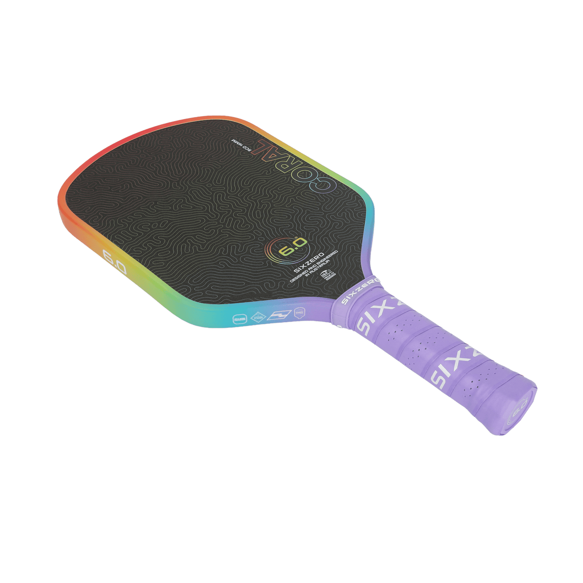 Six Zero Coral Hybrid 16mm Pickleball Paddle - Rainbow