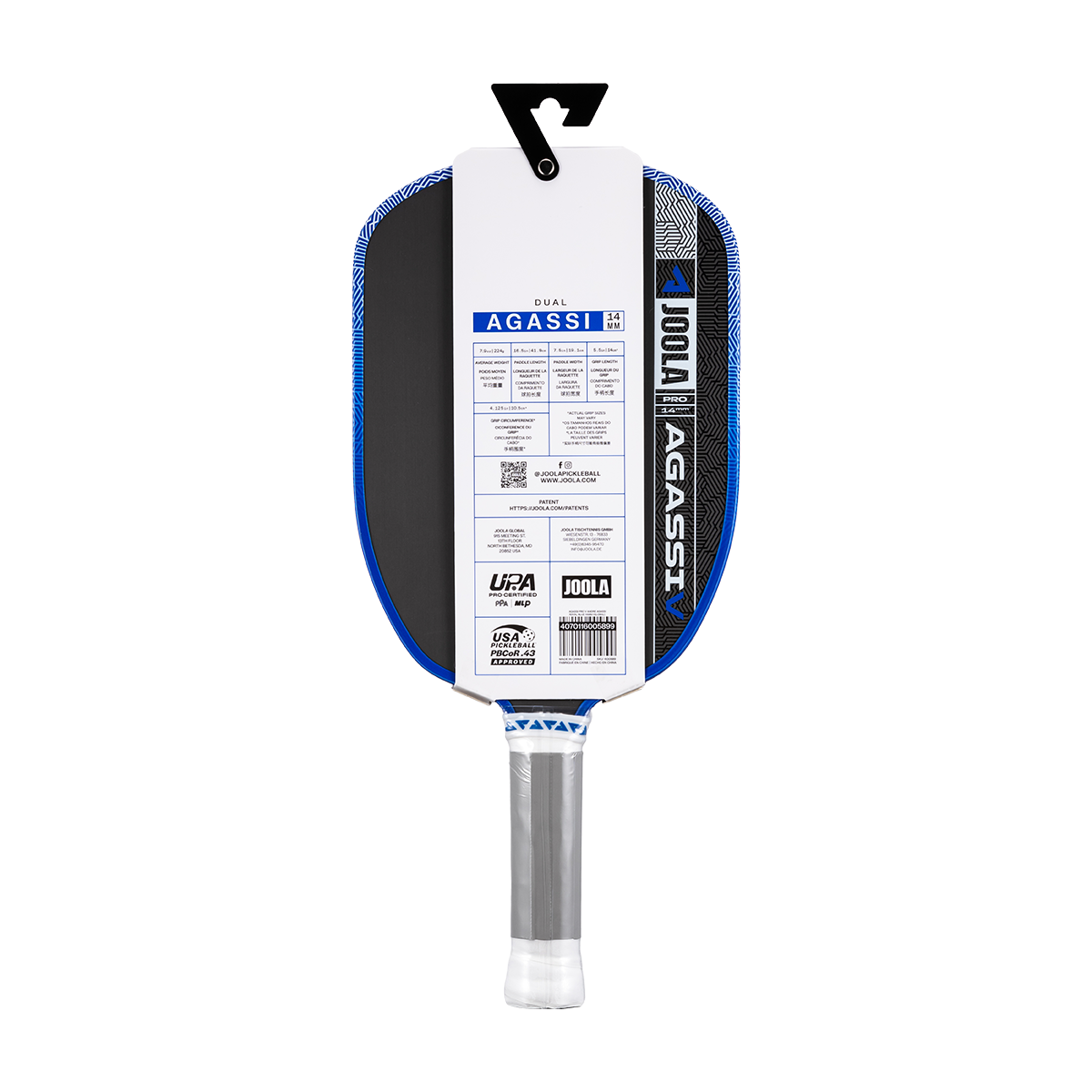 JOOLA Agassi Pro V Andre Agassi Royal Blue 14mm Pickleball Paddle
