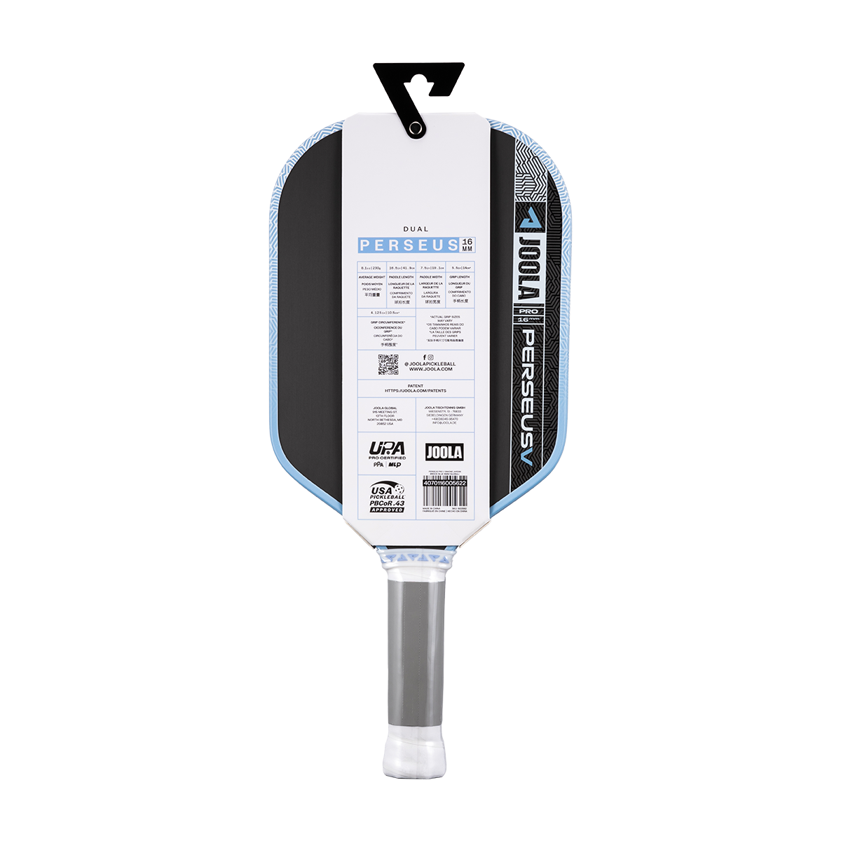 JOOLA Perseus Pro V Simone Jardim Breeze Blue 16mm Pickleball Paddle