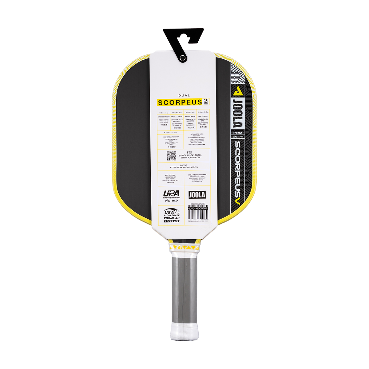 JOOLA Scorpeus Pro V Anna Bright JOOLA Yellow 16mm Pickleball Paddle