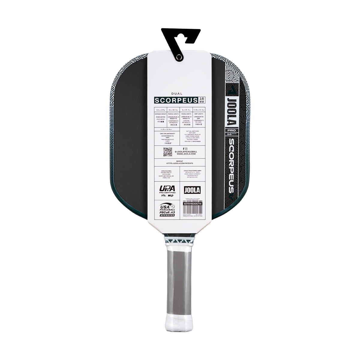 JOOLA Scorpeus Pro V Collin Johns Club Green 16mm Pickleball Paddle