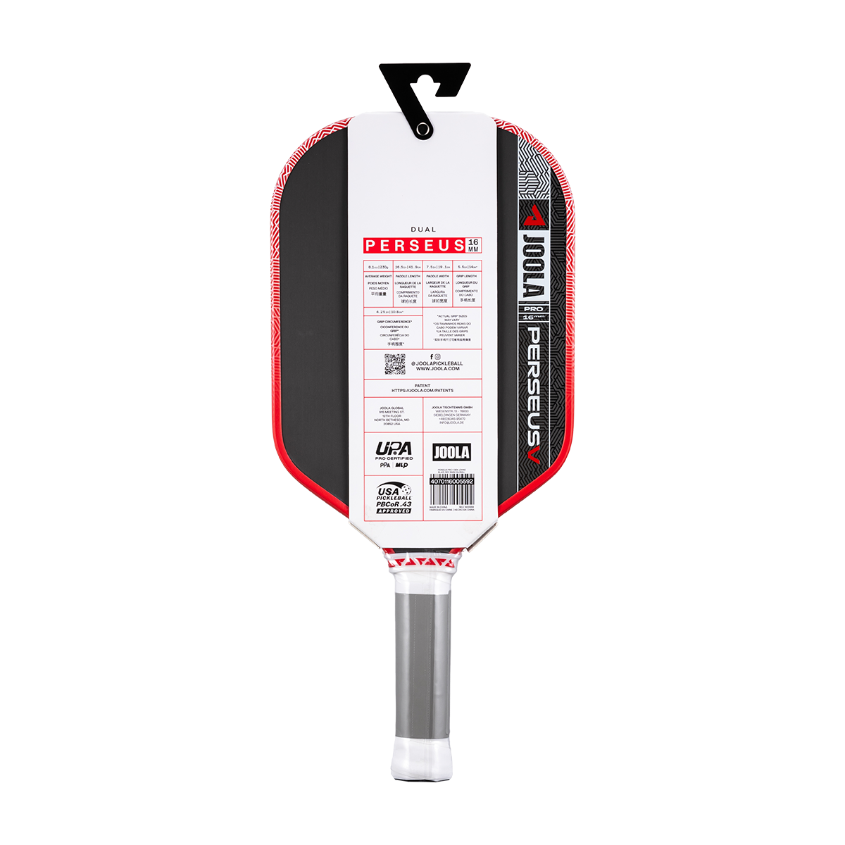 JOOLA Perseus Pro V Ben Johns Blaze Red 16mm Pickleball Paddle