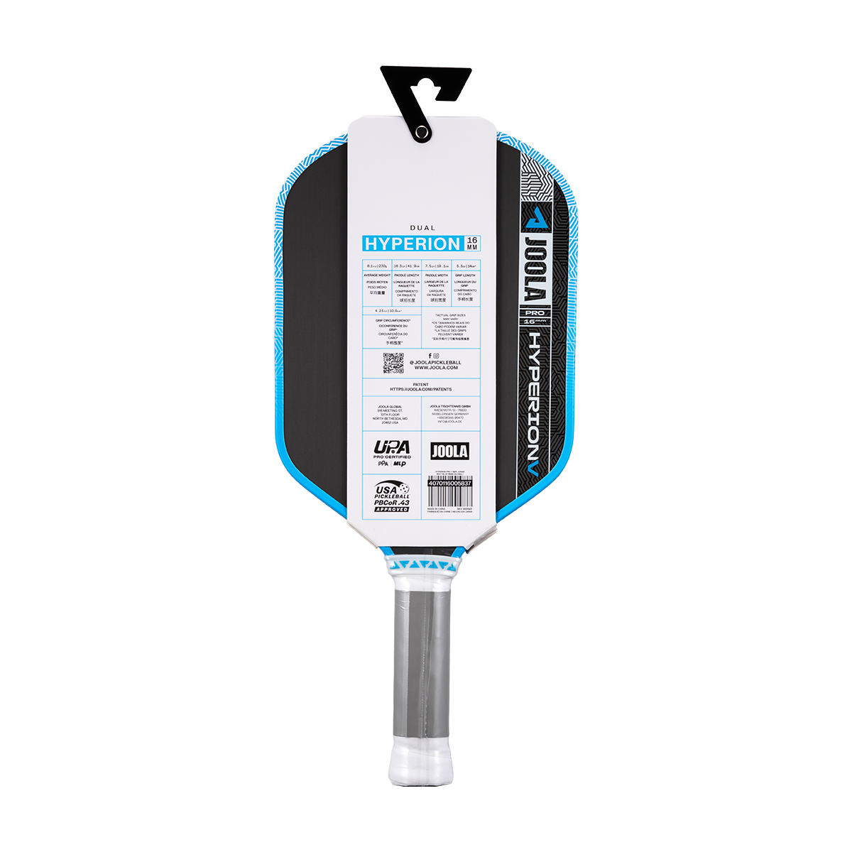 JOOLA Hyperion Pro V Ben Johns Bolt Blue 16mm Pickleball Paddle
