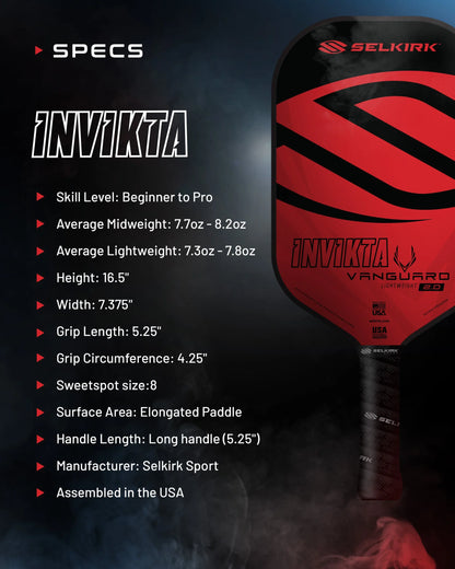 SELKIRK VANGUARD Hybrid Invikta Midweight Paddle Crimson & Black