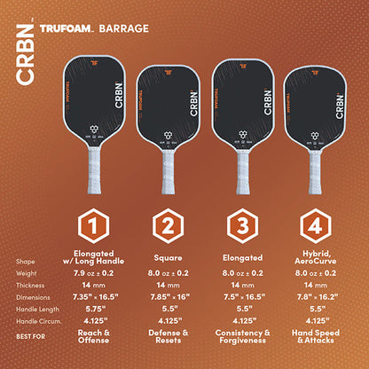 CRBN 2 TruFoam Barrage Pickleball Paddle | (Square)