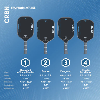 CRBN 3 TruFoam Waves Pickleball Paddle | (Elongated, Short Handle)