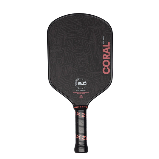 Six Zero Coral 16mm Hybrid Pickleball Paddle - Black