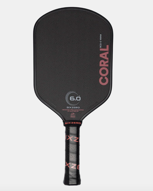 Six Zero Coral 16mm Elongated Pickleball Paddle - Black