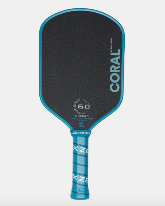 Six Zero Coral 16mm Elongated Pickleball Paddle - Ocean Blue